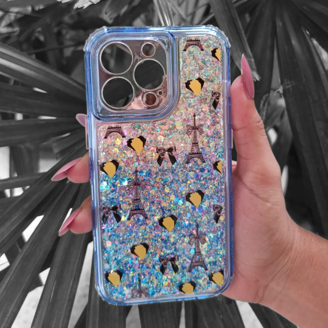 Case 360 Full Protection para iPhone | Diseño Paris Night: Torre Eiffel y Lazos Negros