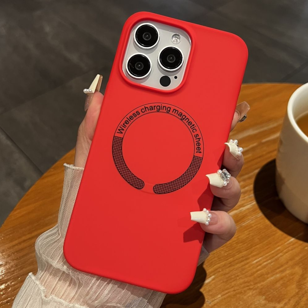 Funda Protectora de Silicona Color Rojo Compatible con Tecnología MagSafe