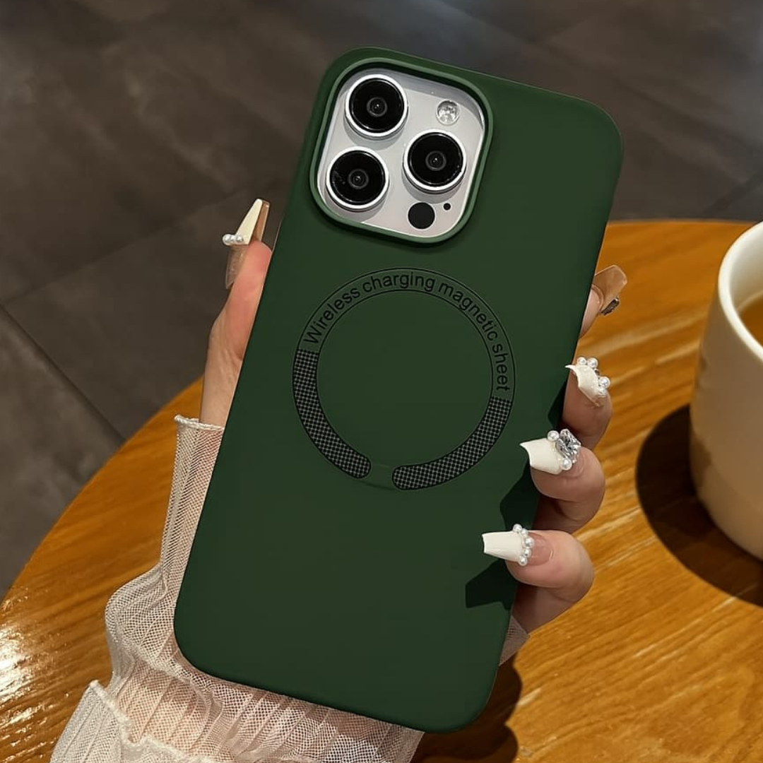 Funda de Silicona Verde Olivo con Alineación Magnética de Alta Precisión
