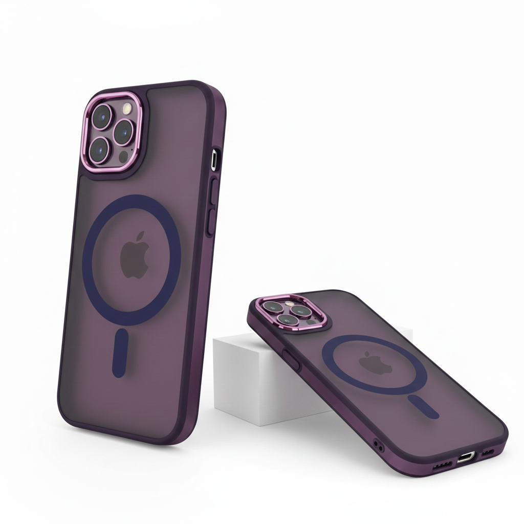Funda Protectora Ultra-Slim Color Púrpura Translúcido con Carga Magnética Integrada – Compatible con iPhone