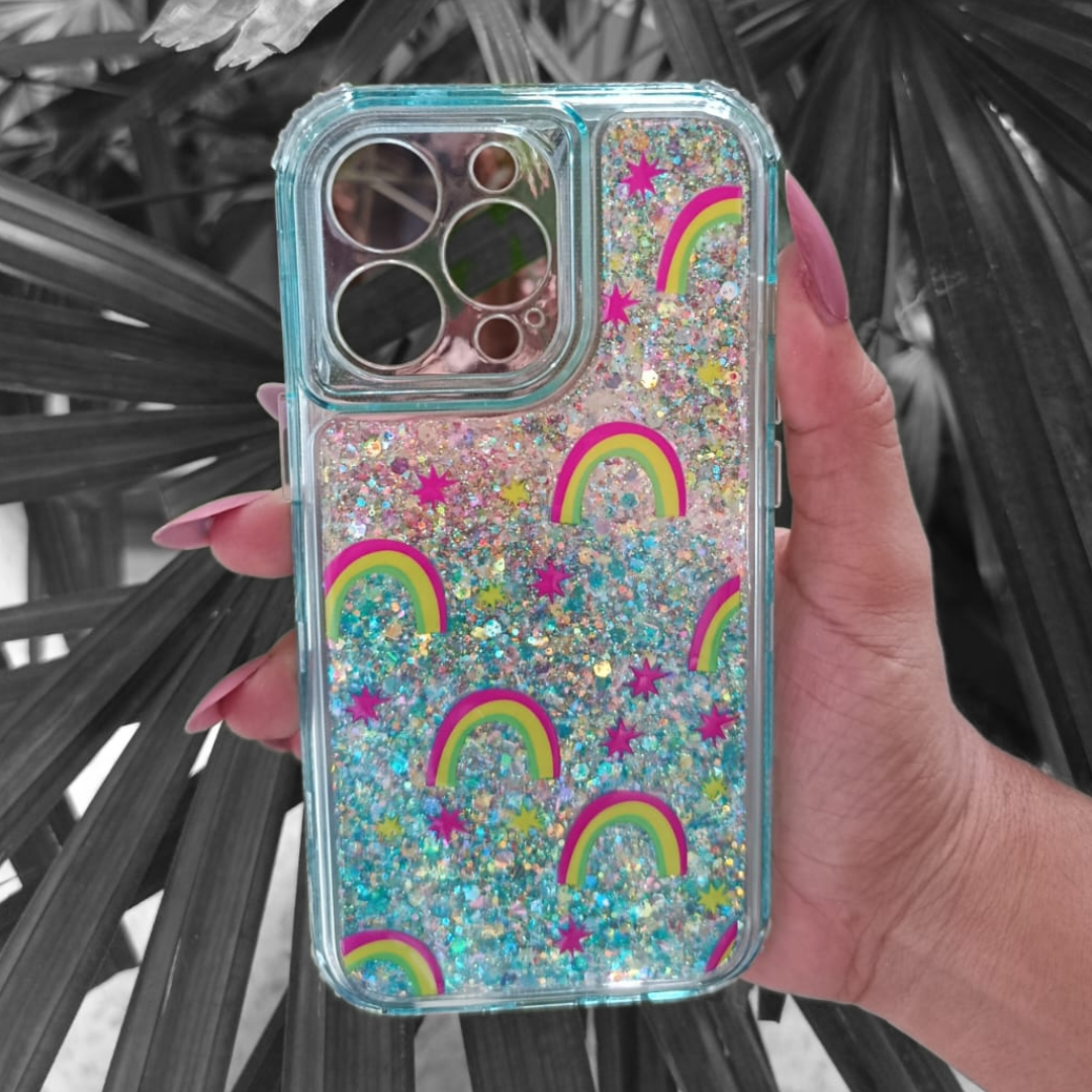 Case 360 Full Protection para iPhone | Diseño Rainbow: Arcoíris y Nubes ✨🌈